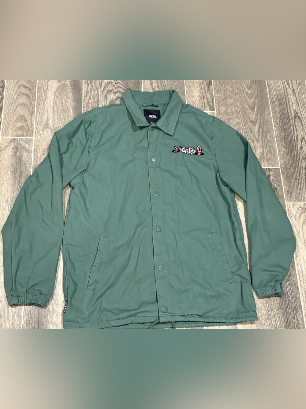 Vans Men’s Sage Green Coach Jacket with Embroidered Logo